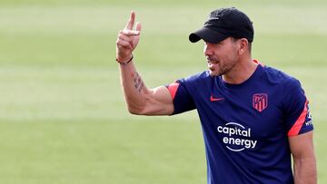 Simeone, en la sesión del Atlético.