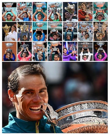 Nadal, con los trofeos de sus 22 Grand Slams.