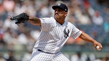 NEW YORK, NY - AUGUST 5: Nestor Cortes #65 of the New York Yankees pitches against the Houston Astros during the first inning at Yankee Stadium on August 5, 2023 in New York City.   Adam Hunger/Getty Images/AFP (Photo by Adam Hunger / GETTY IMAGES NORTH AMERICA / Getty Images via AFP)