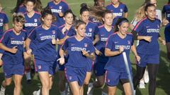 Las chicas del Atl&eacute;tico, en el entrenamiento previo a su partido de Champions contra el Manchester City