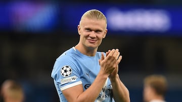 Erling Haaland durante el partido de Champions League entre el Manchester City y el Nápoles.
