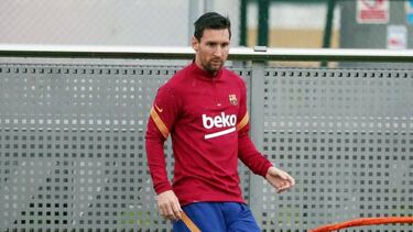 Messi en un entrenamiento.