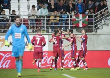 Fernando Torres celebra con sus compañeros el segundo gol del Atlético.