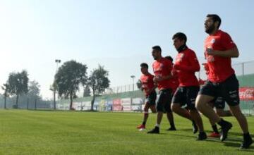 Rojas, Cornejo, Isla y Vargas en la práctica de esta mañana.