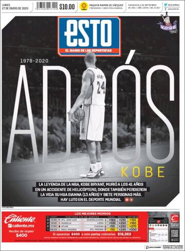 Kobe Bryant robó las portadas alrededor del mundo