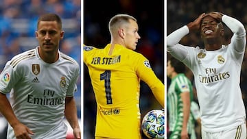 Eden Hazard (Real Madrid), Marc-Andr&eacute; ter Stegen (Barcelona) y Vinicius Junior (Real Madrid).