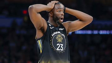 Mar 7, 2023; Oklahoma City, Oklahoma, USA; Golden State Warriors forward Draymond Green (23) reacts after a play against the Oklahoma City Thunder during the second half at Paycom Center. Oklahoma City won 137-128. Mandatory Credit: Alonzo Adams-USA TODAY Sports