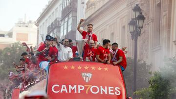 El Sevilla, celebrando la Séptima.