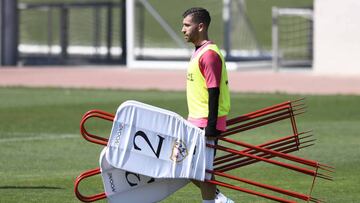 Embarba, durante el entrenamiento.