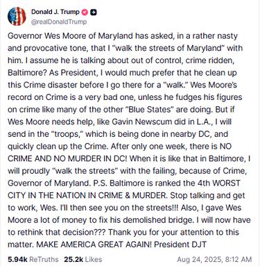 ¿Por qué Donald Trump quiere enviar a la Guardia Nacional a Maryland? 