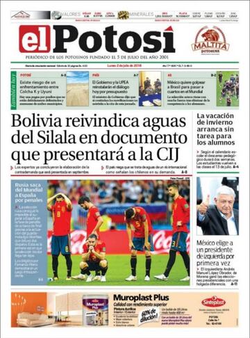 Las portadas de la prensa tras la eliminación de España