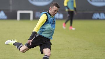 Iago Aspas durante el entrenamiento del Celta dos días antes de enfrentarse a Las Palmas.