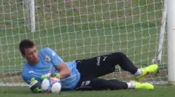 Muslera durante el entrenamiento de Uruguay.