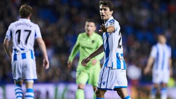 San Sebastian, northern Spain, Saturday, March, 15, 2019. Ander Guevara during the Spanish La Liga soccer match between Real Sociedad C.F and Levante U.D at Anoeta stadium.