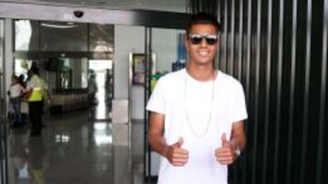 Hachim Mastour, a su llegada a Málaga.