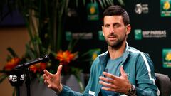 Novak Djokovic, durante su rueda de prensa en Indian Wells.