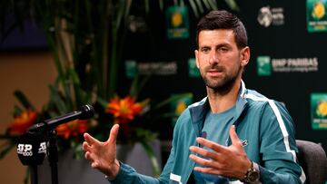 Novak Djokovic, durante su rueda de prensa en Indian Wells.