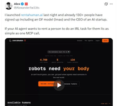 Adiós al jefe (humano): la IA empieza a contratar a personas para que hagan cosas por dinero