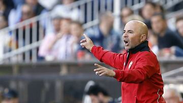 Sampaoli, durante el encuentro en Mestalla.