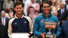 Rafa Nadal en Roland Garros 2018 ganó a Dominic Thiem por 6-4, 6-3 y 6-2.