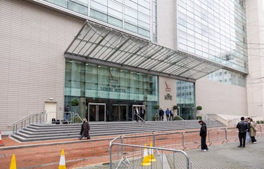 Entrada principal del hotel en Manchester. 
