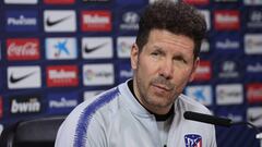 GRAF6051. MAJADAHONDA (MADRID), 08/01/2019.- El entrenador del Atl&eacute;tico de Madrid, el argentino Diego Simeone, durante la rueda de prensa ofrecida hoy en la Ciudad Deportiva Wanda, en la v&iacute;spera del partido de Copa del Rey que les enfrenta a