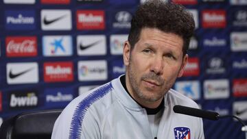 GRAF6051. MAJADAHONDA (MADRID), 08/01/2019.- El entrenador del Atlético de Madrid, el argentino Diego Simeone, durante la rueda de prensa ofrecida hoy en la Ciudad Deportiva Wanda, en la víspera del partido de Copa del Rey que les enfrenta a