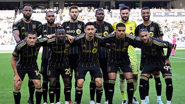 LOS ANGELES, CALIFORNIA - JUNE 08: The Los Angeles FC starting XI pose for a photograph before the game against Sporting Kansas City at BMO Stadium on June 08, 2025 in Los Angeles, California. Orlando Ramirez/Getty Images/AFP (Photo by Orlando Ramirez / GETTY IMAGES NORTH AMERICA / Getty Images via AFP)