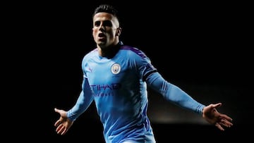 Joao Cancelo, tras marcar un gol con el Manchester City.