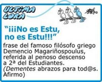 Dibujo de Forges con motivo del descenso del Estudiantes en 2012.