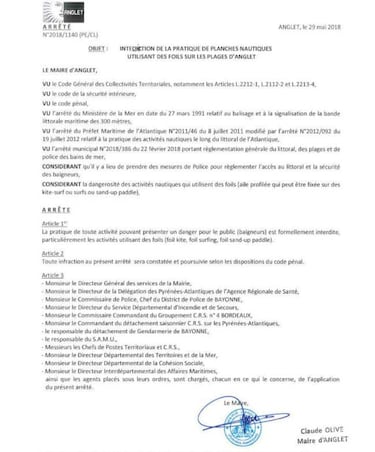 Anglet prohibe el foil en sus playas 'por seguridad'