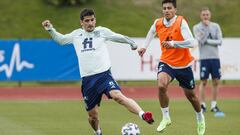 Gerard Moreno, durante un entrenamiento de Espa&ntilde;a.