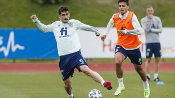 Gerard Moreno, durante un entrenamiento de Espa&ntilde;a.