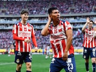 Daniel Aguirre celebrates his goal 2-0 of Guadalajara during the 1st round match between Guadalajara and Pachuca as part of the Liga BBVA MX, Torneo Clausura 2026 at Akron Stadium, on January 10, 2026 in Guadalajara, Jalisco, Mexico.
