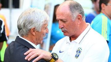 Pékerman y Scolari en el partido Brasil vs Colombia del Mundial 2014