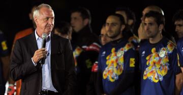 Johan Cruyff, en su despedida como entrenador, el 2 de enero de 2013 en Cornellà-El Prat.