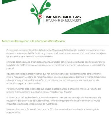 Selección Mexicana llama a erradicar el grito en apoyo a la educación