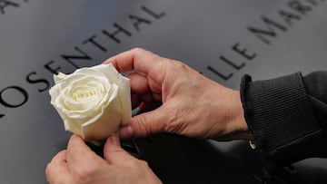 Estanque reflectante del Museo y Memorial del 11-S, en el 24º aniversario de los ataques del 11 de septiembre de 2001.