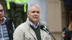 BOGOTA, COLOMBIA - MAY 29: Colombian President, Ivan Duque Marquez, giving a speech during the beginning of the election day at the Colombian Congress in Bogota, Colombia, May 29, 2022. (Photo by Juancho Torres/Anadolu Agency via Getty Images)