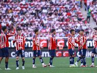 Luis Romo, Armando Gonzalez, Jose Castillo, Bryan Gonzalez, Efrain Alvarez of Guadalajara during the 1st round match between Guadalajara and Pachuca as part of the Liga BBVA MX, Torneo Clausura 2026 at Akron Stadium, on January 10, 2026 in Guadalajara, Jalisco, Mexico.