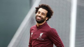 Mohamed Salah, jugador del Liverpool, durante un entrenamiento.