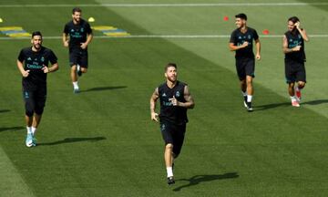 Sergio Ramos (centre) is back in contention after sitting out the draw with Valencia due to suspension.