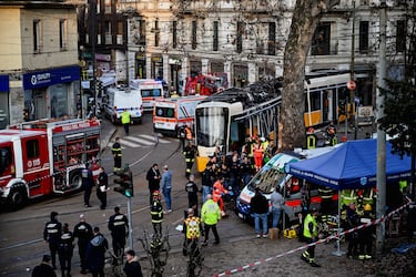 Accidente de tranvía en Milán.
