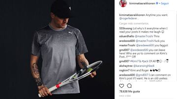 La foto del desaf&iacute;o de Raikkonen a Federer.