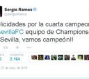 Ramos felicita al Sevilla: "¡Vamos mi Sevilla, vamos campeón!"