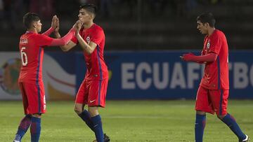 Futbol, Chile vs Brasil
 Los jugadores de la seleccion chilena celebran luego de empatar contra Brasil por el grupo A del Sudamericano sub 20 Ecuador 2017 disputado en el estadio Riobamba, Ecuador.
 20/01/2017
 Valdemar Hurtado/Photosport*******
 
 Football, Chile vs Brasil
 The players of the Chilean team celebrate after drawing against Brazil by the group A of the South American sub 20 Ecuador 2017 played in the Riobamba stadium, Ecuador.
 20/01/2017
 Valdemar Hurtado/Photosport