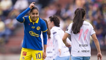    Alison Gonzalez celebrates her goal 2-1 of America during the game America vs Queretaro, corresponding to Round 16 of the Torneo Apertura 2023 of the Womens Liga BBVA MX, at Cancha Centenario, on October 19, 2023. 

<br><br>

Alison Gonzalez celebra su gol 2-1 de America durante el partido America vs Queretaro, correspondiente a la Jornada 16 del Torneo Apertura 2023 de la Liga BBVA MX Femenil, en Cancha Centenario, el 19 de Octubre de 2023