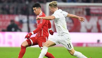 James Rodríguez durante el partido entre Bayern Múnich y Hannover por la Bundesliga