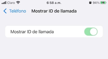 Mostrar ID de llamada en iPhone