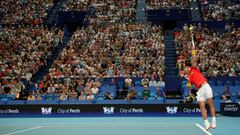 Tennis - ATP Cup - RAC Arena, Perth, Australia - January 6, 2020  Spain&#039;s Rafael Nadal in action during his Group B singles match against Uruguay&#039;s Pablo Cuevas  REUTERS/Ciro De Luca